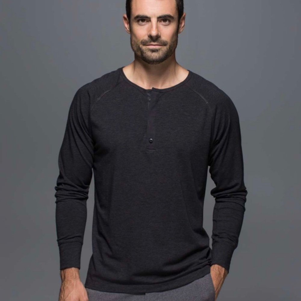 Lululemon Post Practice Henley Heathered Black